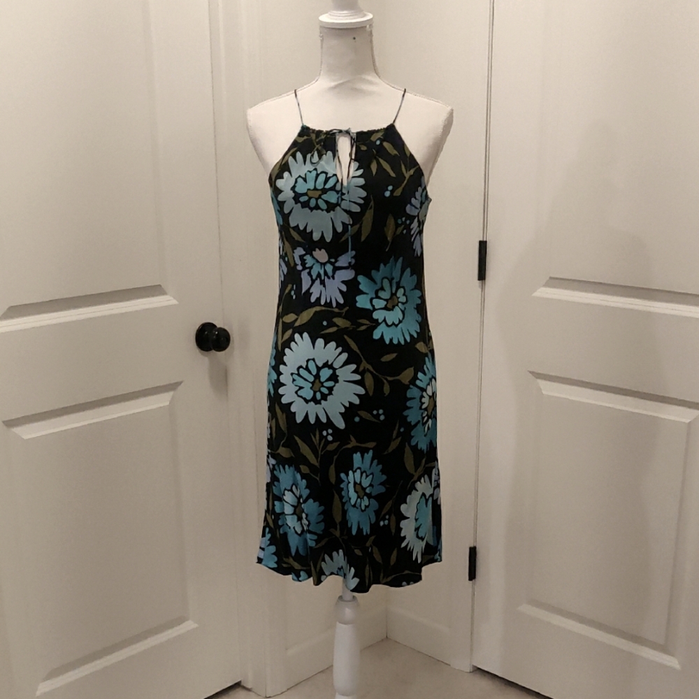 The Limited Short Dress Square Neck 100% Silk Multicolor Floral Dress Sz 6
